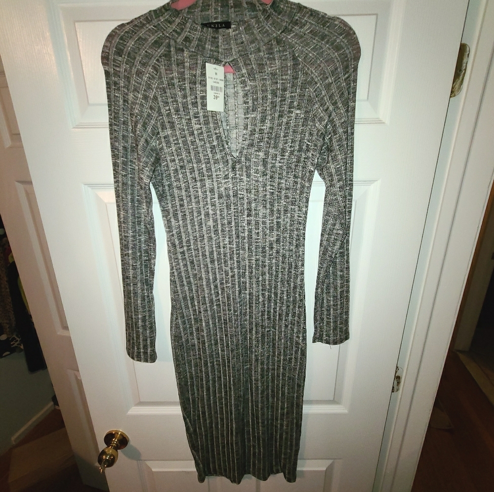 UK2LA Grey Keyhole Dress